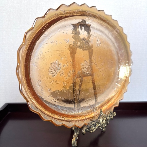 1950s Jeannette Glass Company Floragold oval plate or tray - Picture 2 of 8